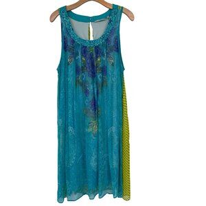 Soft Surroundings Womens Sleeveless Dress size large watercolor floral beaded